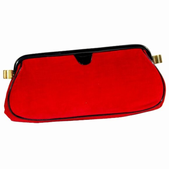 Stylemark by Mutterperl Vintage Ruby Red Velvet Patent Blend Styling Clutch - Picture 2 of 11